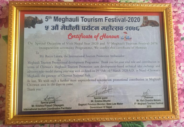 certificato Meghauli Rocco Lanatà Nepal 2020